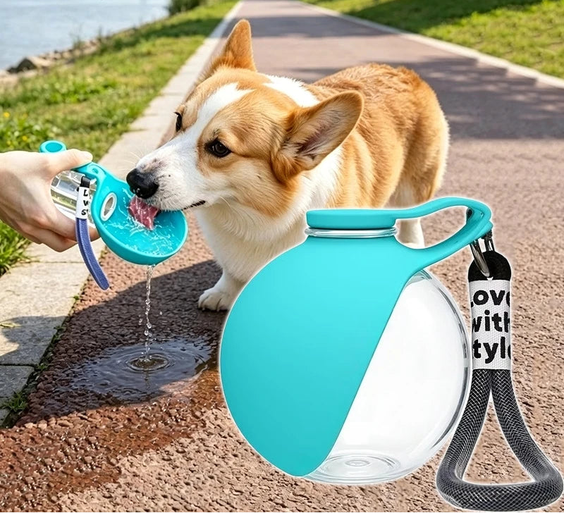 Botella de Agua para Perros con Bol de Silicona Plegable, 285ml, a Prueba de Fugas