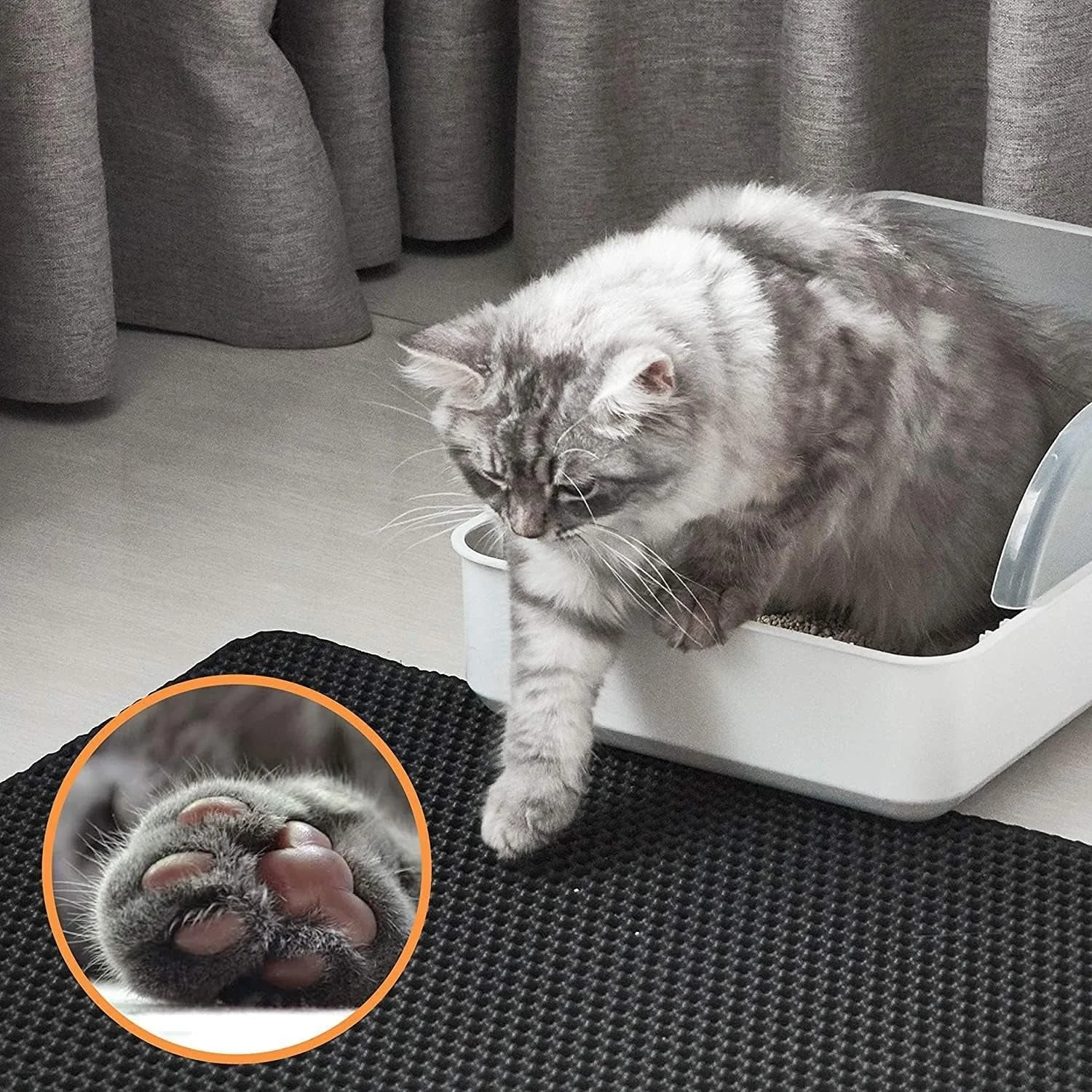 Alfombra Atrapa Arena para Gatos, Doble Capa Impermeable