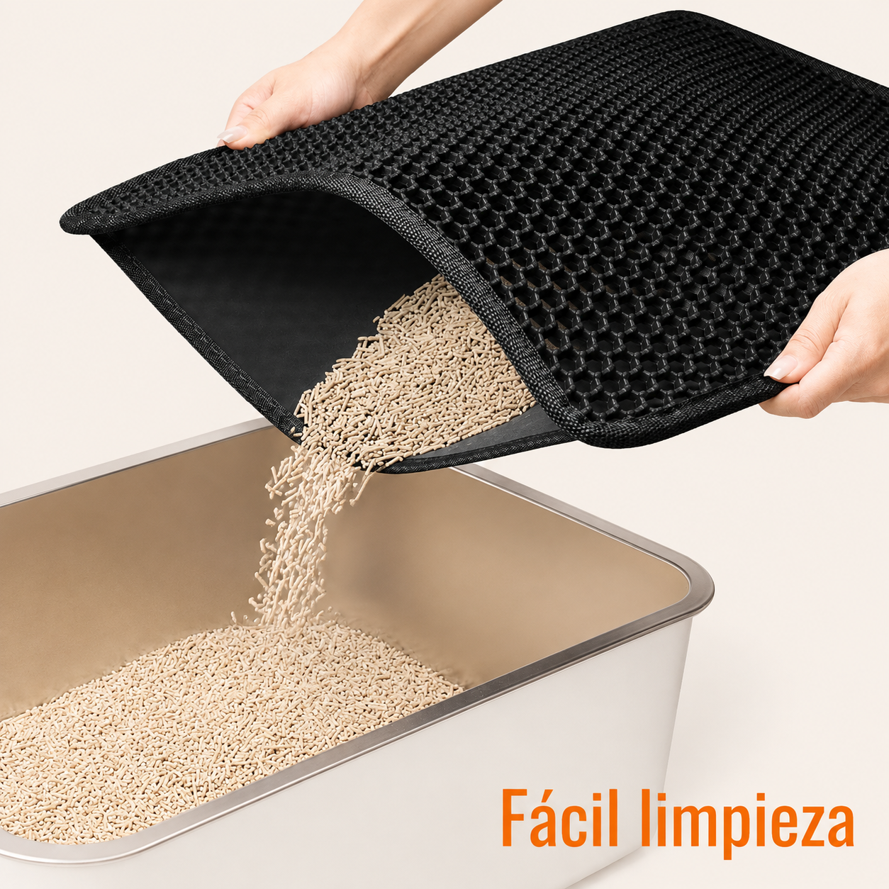 Alfombra Atrapa Arena para Gatos, Doble Capa Impermeable