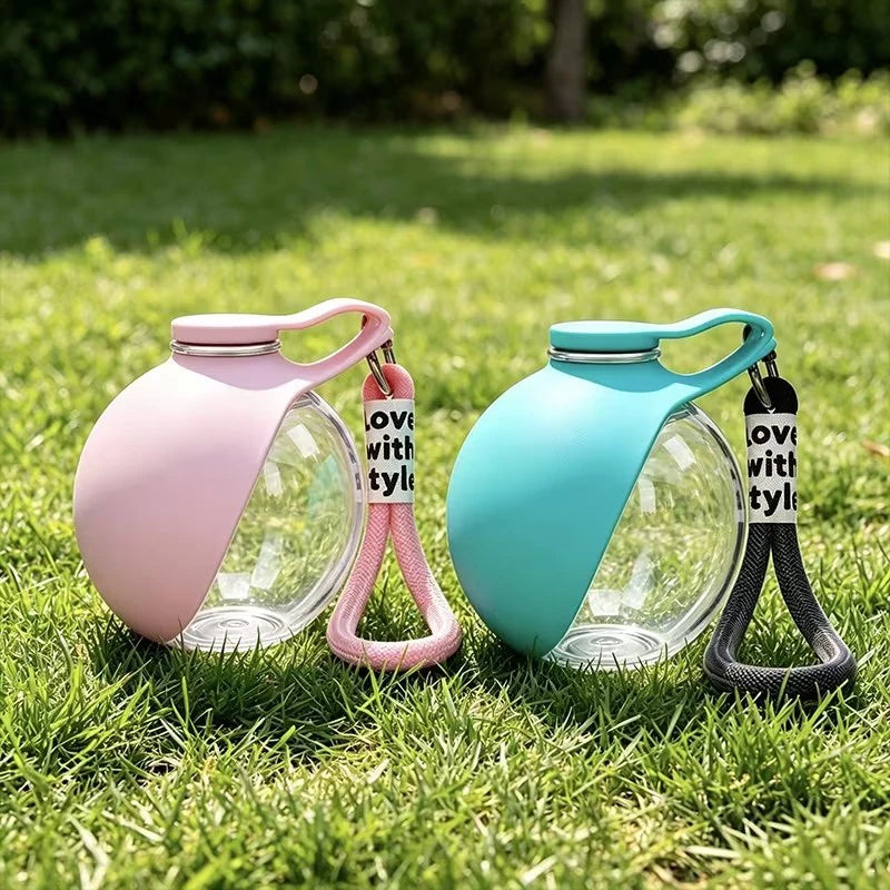 Botella de Agua para Perros con Bol de Silicona Plegable, 285ml, a Prueba de Fugas
